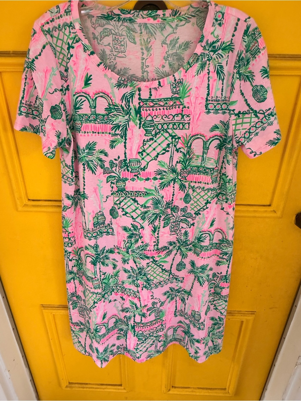 Lilly Pulitzer Pink Dress with Green Tropical Print - Picture 2 of 5